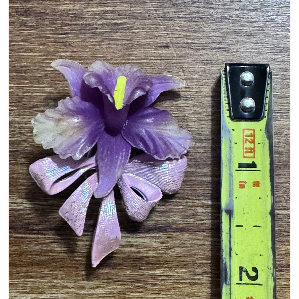 Vintage Purple Flower‎ Brooch Pin - Picture 5 of 10